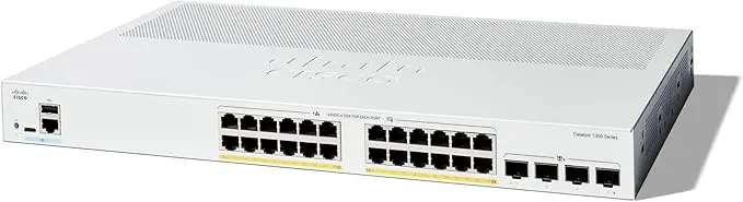 Cisco Catalyst 1300-24P-4X Managed Switch, 24 Port GE, PoE, 4x10GE SFP+, Limited Lifetime Protection