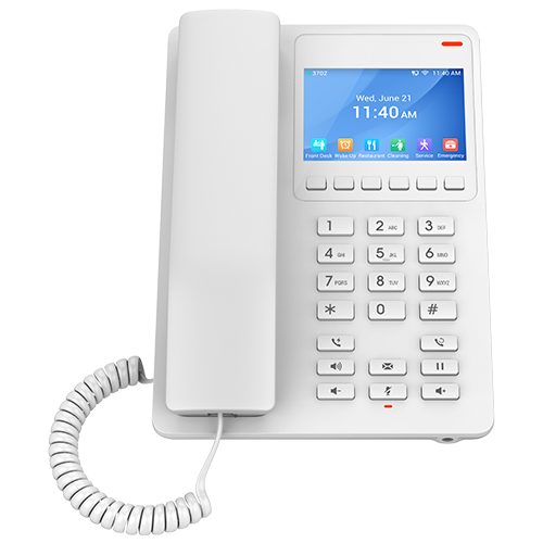 [GHP630] Grandstream Compact Hotel IP Phone - 2 SIP Accounts - 2 Lines - 1x Ethernet 10/100 PoE - 480x320 (3.5") Color LCD - No PSU - (White)