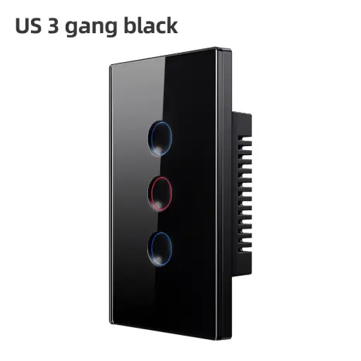 [Switch 3-GANG (Zigbee)] AVATTO Tuya WiFi Smart Light Switch 3-GANG | Touch Panel With Alexa & Google Home Control - Black (Zigbee)